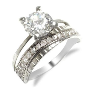 Zircon Encrusted Silver Ladies Ring 904